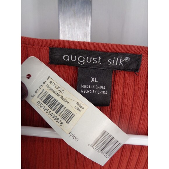 August Silk Ribbed Knit Sweater Top Size XL Embellished Neck New - Picture 6 of 8